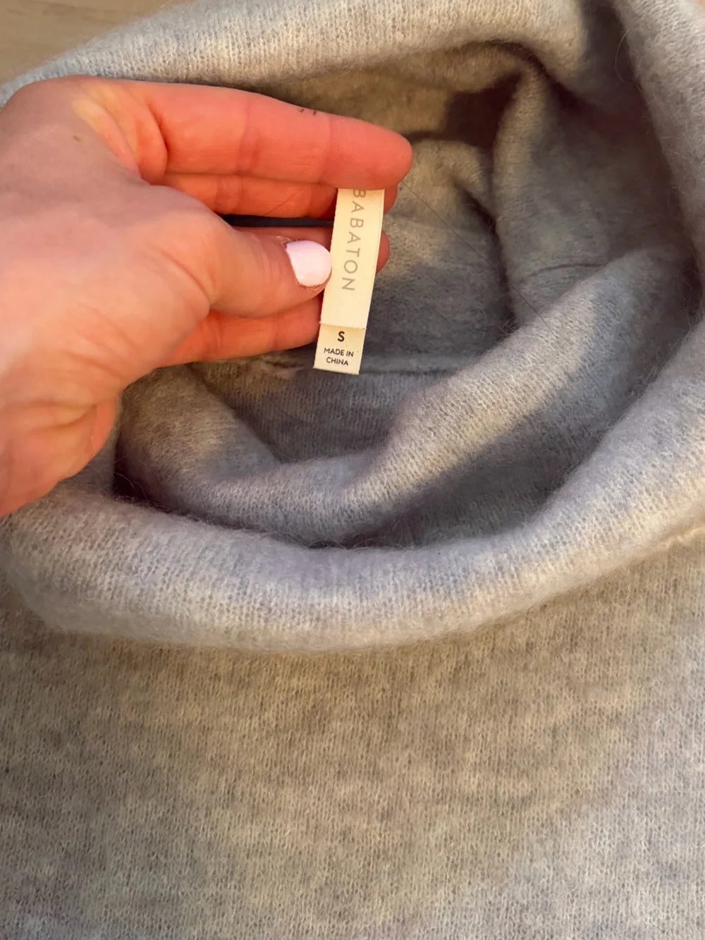 Babaton Women’s Turtleneck Sweater in Light Gray Aritzia mohair